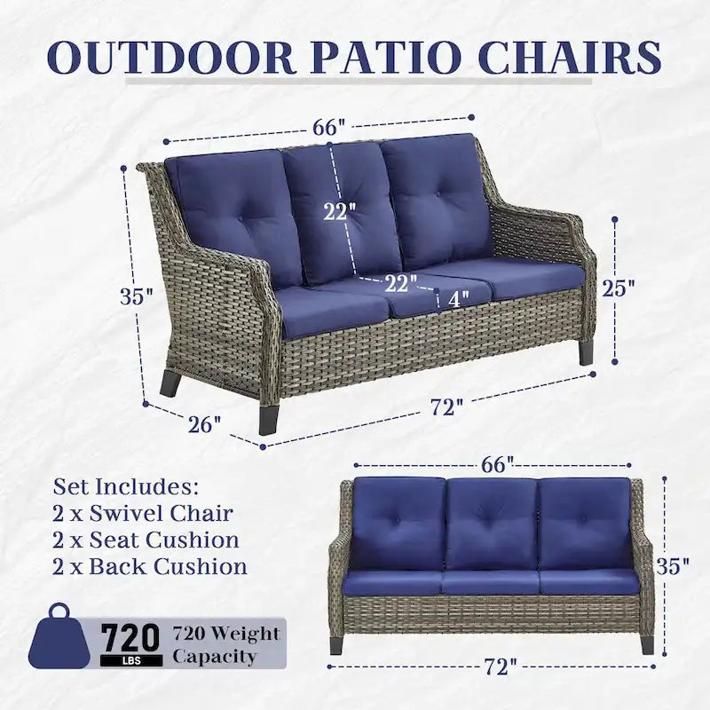 Gymojoy Ensemble de canapés de jardin d'extérieur à dossier haut - Gris