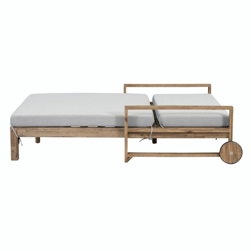 Bain de soleil extérieur en bois de style rustique pour 2 personnes, lit de repos d'extérieur