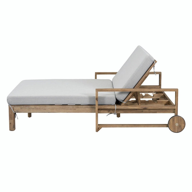 Bain de soleil extérieur en bois de style rustique pour 2 personnes, lit de repos d'extérieur