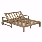 Bain de soleil extérieur en bois de style rustique pour 2 personnes, lit de repos d'extérieur