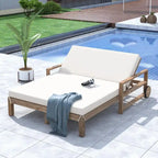 Bain de soleil extérieur en bois de style rustique pour 2 personnes, lit de repos d'extérieur