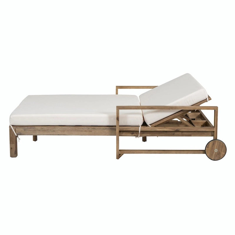 Bain de soleil extérieur en bois de style rustique pour 2 personnes, lit de repos d'extérieur