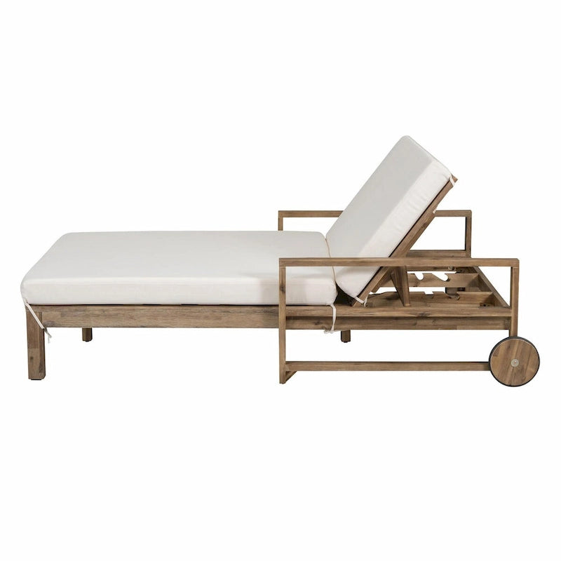 Bain de soleil extérieur en bois de style rustique pour 2 personnes, lit de repos d'extérieur
