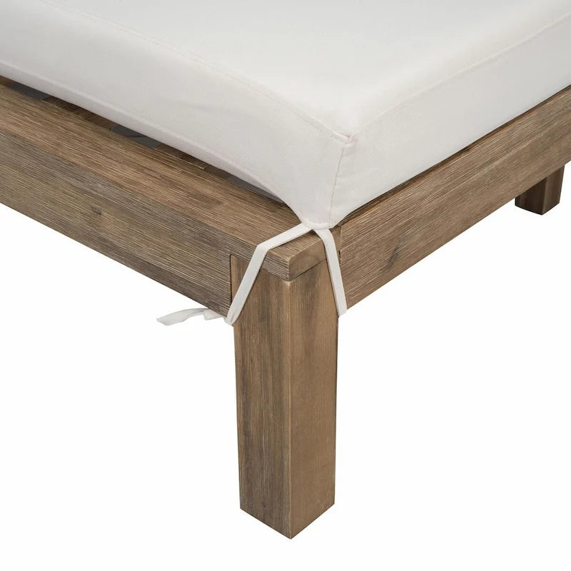 Bain de soleil extérieur en bois de style rustique pour 2 personnes, lit de repos d'extérieur