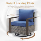 Canapé d'angle d'extérieur avec fauteuil pivotant, poufs - Gris
