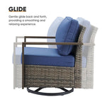 Canapé d'angle d'extérieur avec fauteuil pivotant, poufs - Gris