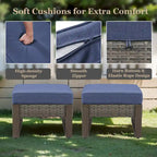 Canapé d'angle d'extérieur avec fauteuil pivotant, poufs - Gris