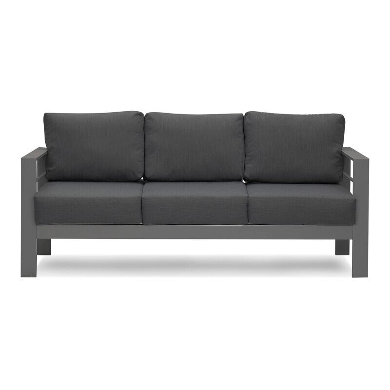 Ensemble de conversation 5 pièces en aluminium, canapé modulable moderne en métal gris avec coussins gris foncé - 73x26x32