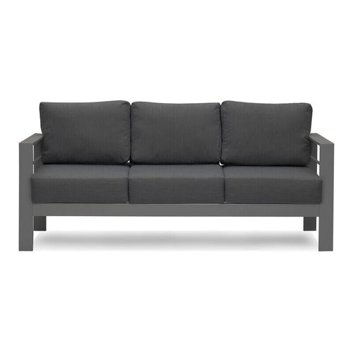 Ensemble de conversation 5 pièces en aluminium, canapé modulable moderne en métal gris avec coussins gris foncé - 73x26x32