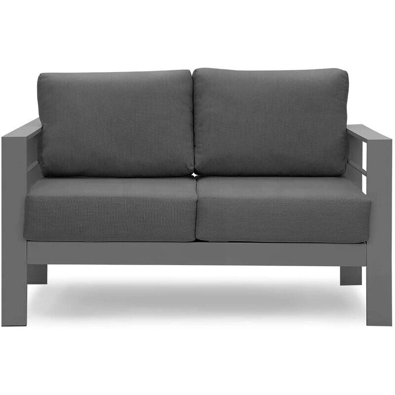 Ensemble de conversation 5 pièces en aluminium, canapé modulable moderne en métal gris avec coussins gris foncé - 73x26x32