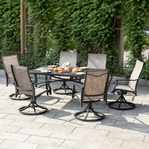 7-Piece Outdoor Aluminum Dining Set with Swivel Design