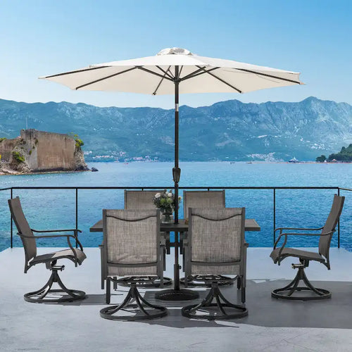Ensemble de salle à manger extérieur 7 pièces en aluminium avec chaises pivotantes