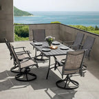 Ensemble de salle à manger extérieur 7 pièces en aluminium avec chaises pivotantes