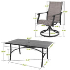 Ensemble de salle à manger extérieur 7 pièces en aluminium avec chaises pivotantes