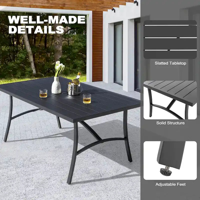 Ensemble de salle à manger extérieur 7 pièces en aluminium avec chaises pivotantes
