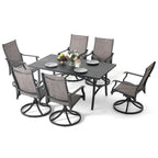 Ensemble de salle à manger extérieur 7 pièces en aluminium avec chaises pivotantes