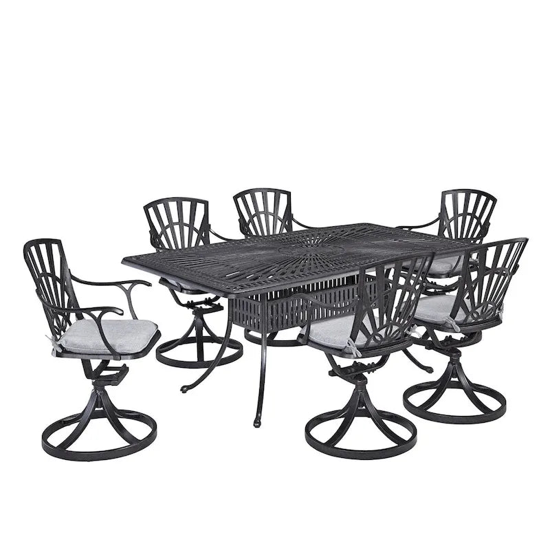 Ensemble de salle à manger d'extérieur 7 pièces Grenada Charcoal en aluminium - 72 x 29 x 42