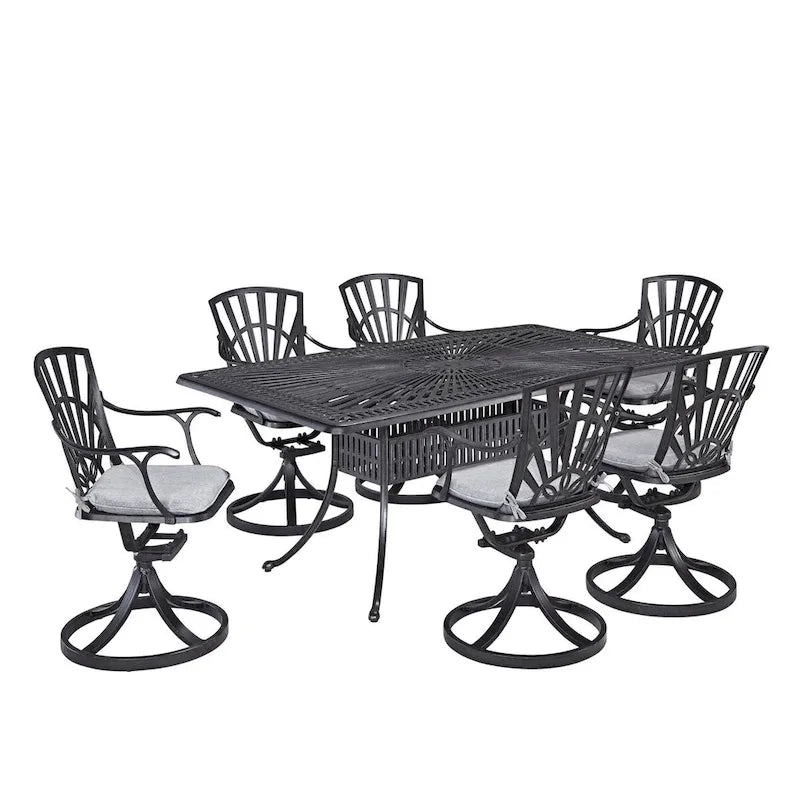Grenada Charcoal Aluminum 7 Piece Outdoor Dining Set - 72 x 29 x 42