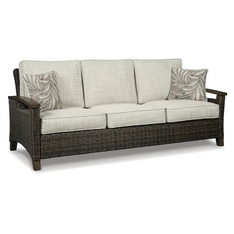 Canapé, chaises longues et table brasero d'extérieur Signature Design by Ashley Paradise Trail marron/beige - 84 larg. x 34 prof. x 37 haut.