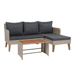 Ensemble de canapé 3 pièces en rotin tressé pour terrasse extérieure avec coussins gris foncé - 73.62X48.03
