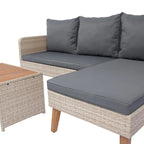 Ensemble de canapé 3 pièces en rotin tressé pour terrasse extérieure avec coussins gris foncé - 73.62X48.03