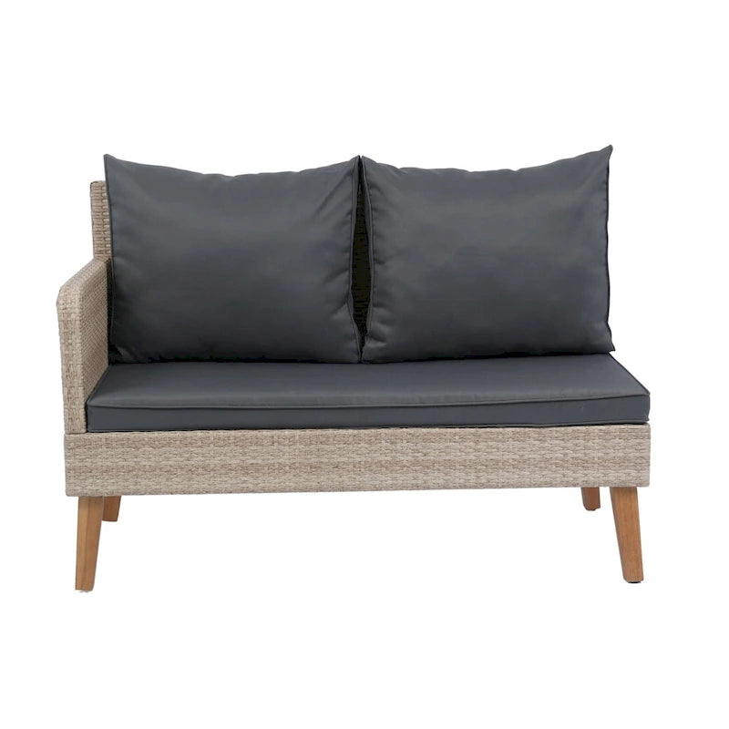 Ensemble de canapé 3 pièces en rotin tressé pour terrasse extérieure avec coussins gris foncé - 73.62X48.03