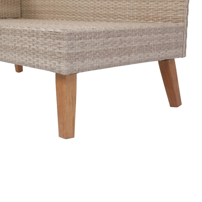 Ensemble de canapé 3 pièces en rotin tressé pour terrasse extérieure avec coussins gris foncé - 73.62X48.03
