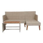 Ensemble de canapé 3 pièces en rotin tressé pour terrasse extérieure avec coussins gris foncé - 73.62X48.03