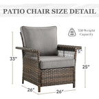 2 fauteuils club, 2 poufs, 1 canapé 3 places et 1 table basse - Marron