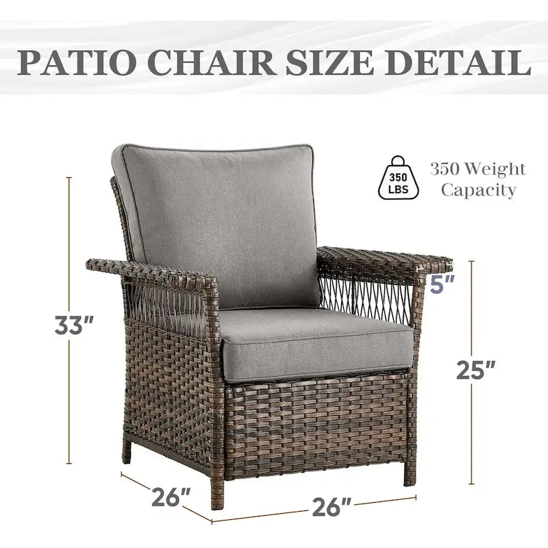 2 fauteuils club, 2 poufs, 1 canapé 3 places et 1 table basse - Marron