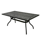 Ensemble de salle à manger d'extérieur rectangulaire en aluminium maillé orné de style moderne de 172 cm avec six chaises - S/O