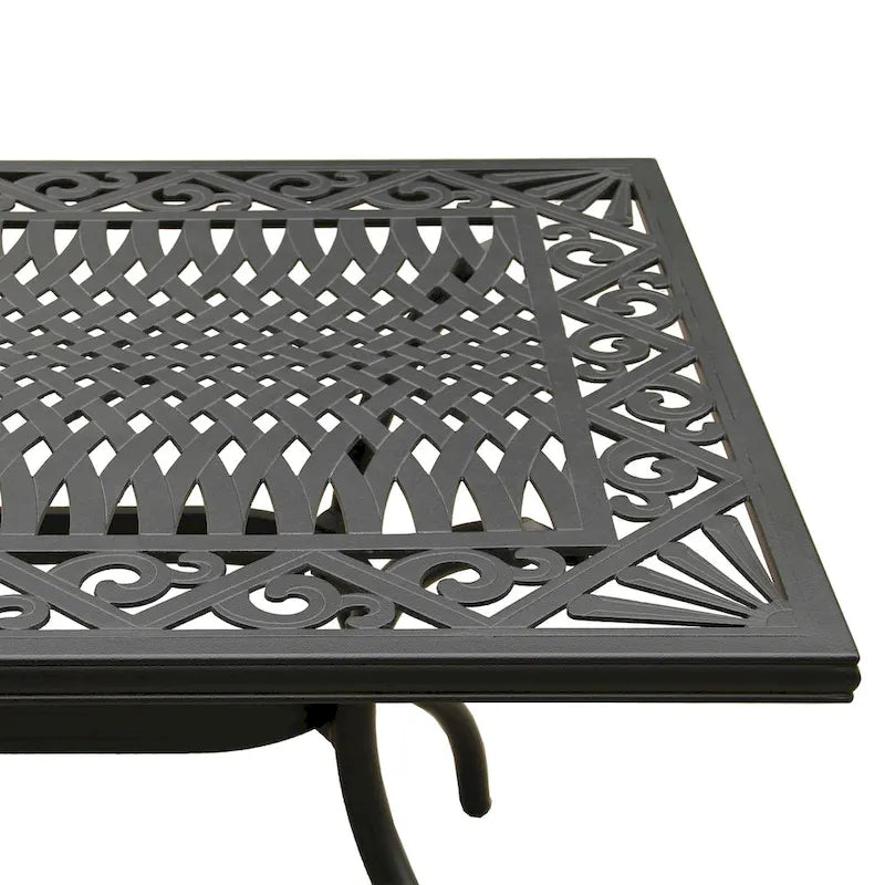 Ensemble de salle à manger d'extérieur rectangulaire en aluminium maillé orné de style moderne de 172 cm avec six chaises - S/O