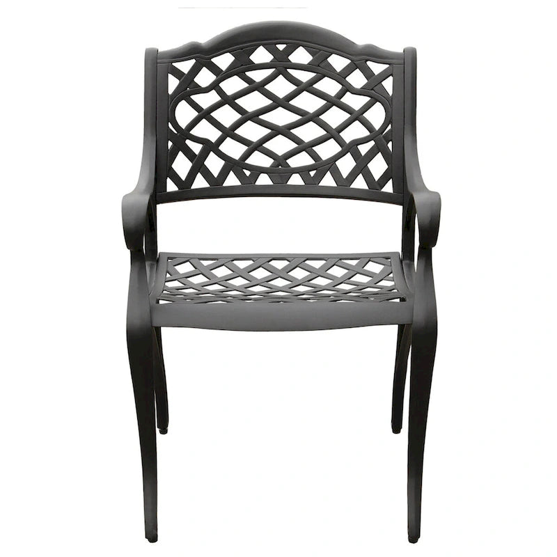 Ensemble de salle à manger d'extérieur rectangulaire en aluminium maillé orné de style moderne de 172 cm avec six chaises - S/O