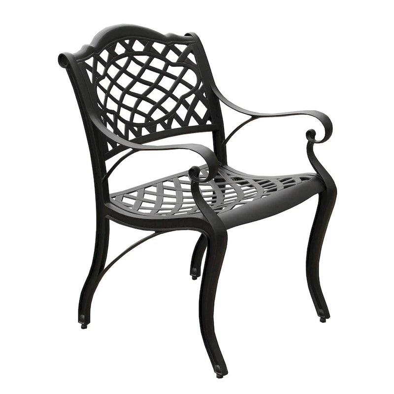 Ensemble de salle à manger d'extérieur rectangulaire en aluminium maillé orné de style moderne de 172 cm avec six chaises - S/O