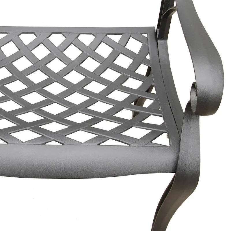 Ensemble de salle à manger d'extérieur rectangulaire en aluminium maillé orné de style moderne de 172 cm avec six chaises - S/O