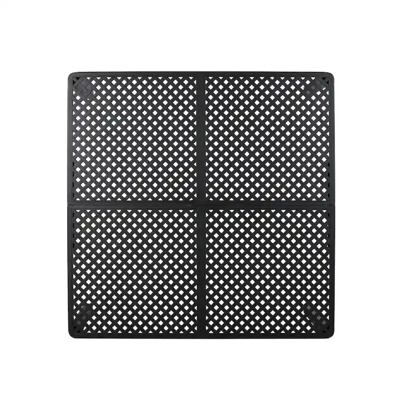 Table à manger moderne en aluminium avec accents tressés, noir mat antique, pour salle à manger, bureau à domicile