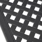 Table à manger moderne en aluminium avec accents tressés, noir mat antique, pour salle à manger, bureau à domicile