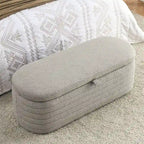 Banc de rangement en velours capitonné bleu marine avec couvercle à charnière amortie