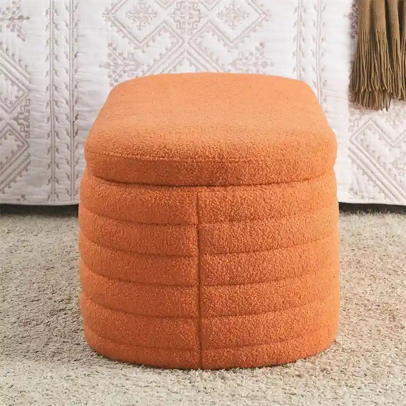 Banc de rangement en velours capitonné bleu marine avec couvercle à charnière amortie