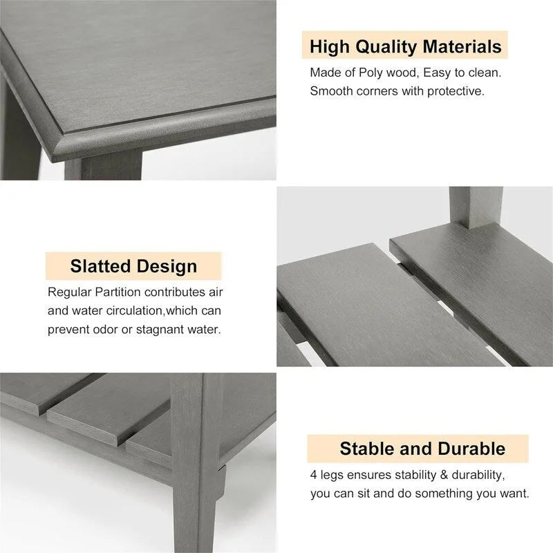 Banc de rangement d'entrée en Poly Lumber gris