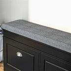 Banc à chaussures noir avec 2 tiroirs à abattant et coussin d'assise