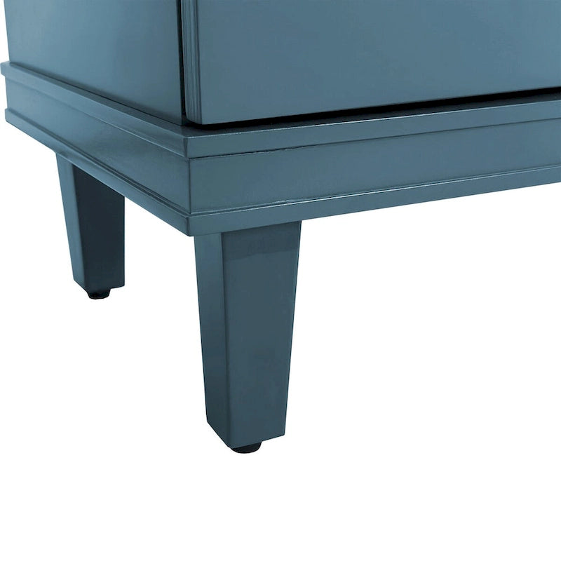 Meuble de rangement 4 portes en MDF champagne/vert olive avec étagères réglables et pieds en bois