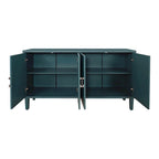 Bahut 4 portes en MDF vert olive avec étagère réglable et pieds en pin