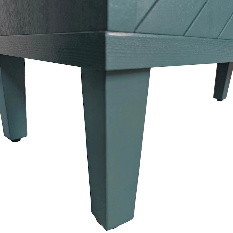 Bahut 4 portes en MDF vert olive avec étagère réglable et pieds en pin