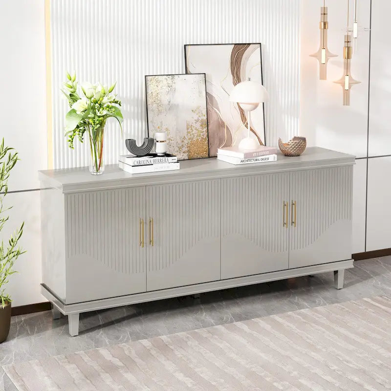 Buffet 4 portes couleur champagne avec étagères réglables