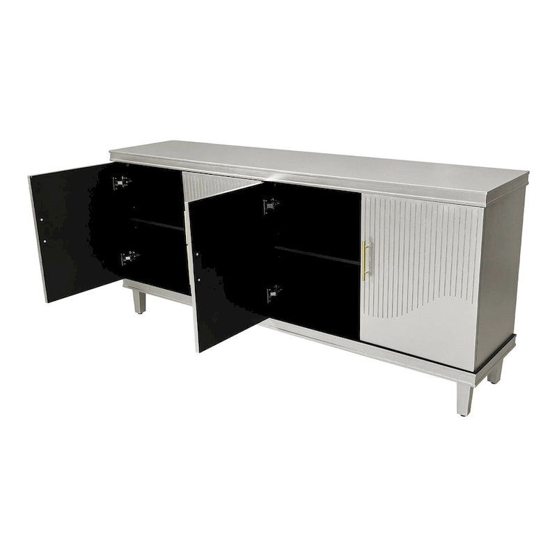 Buffet 4 portes couleur champagne avec étagères réglables
