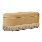 Banc de rangement ovale matelassé Melinda 48,5 avec franges Bullion