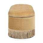 Banc de rangement ovale matelassé Melinda 48,5 avec franges Bullion
