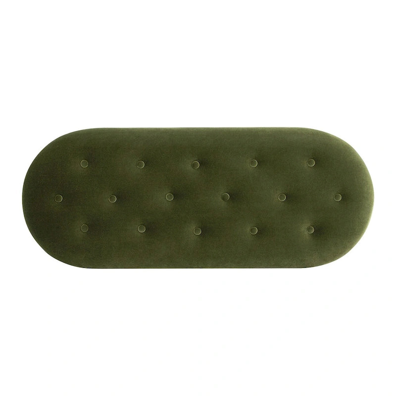 Banc de rangement ovale matelassé Melinda 48,5 avec franges Bullion