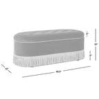 Banc de rangement ovale matelassé Melinda 48,5 avec franges Bullion
